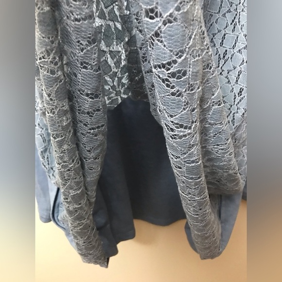 LOGO By Lori Goldstein Full Zip V Neck Lace Back Cardigan Sweater Size Large - Picture 12 of 15